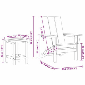 3er Gartenstuhl Set Marineblau Polyethylen