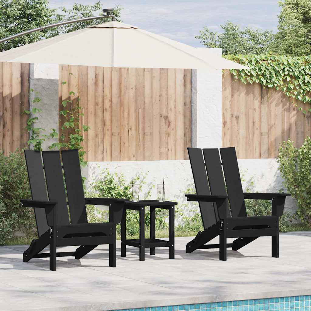 Gartenstuhl 3er Set Schwarz Polyethylen
