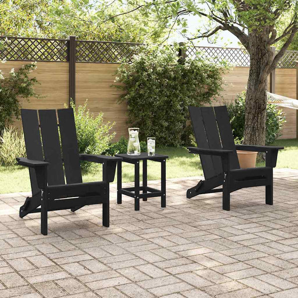 Gartenstuhl 3er Set Schwarz Polyethylen