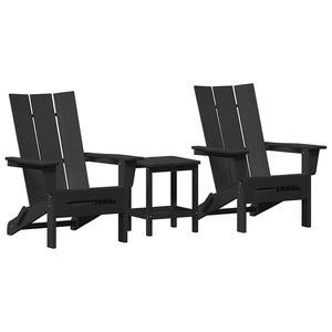 Gartenstuhl 3er Set Schwarz Polyethylen