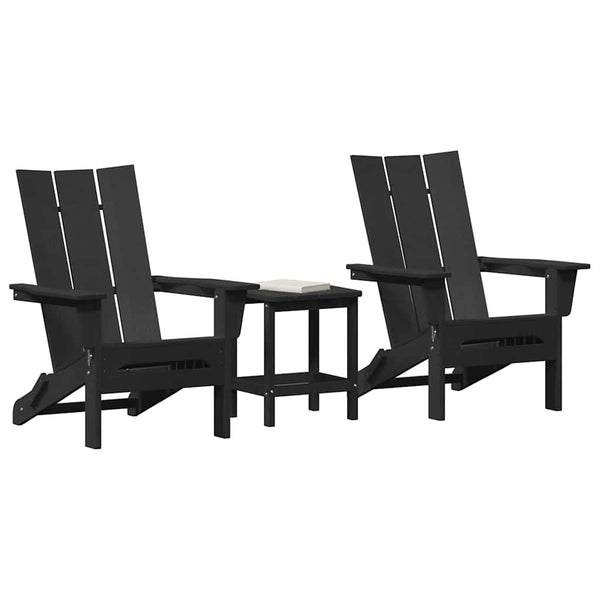 Gartenstuhl 3er Set Schwarz Polyethylen