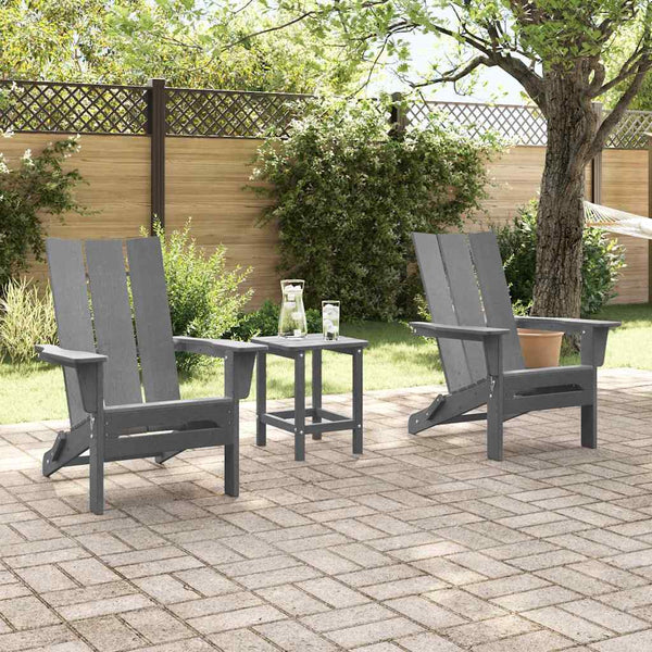 Gartenstuhl 3er Set Hellgrau Polyethylen