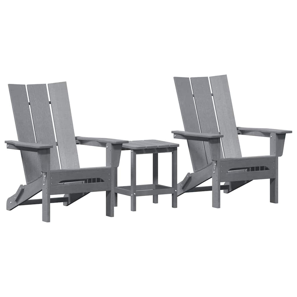 Gartenstuhl 3er Set Hellgrau Polyethylen