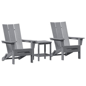 Gartenstuhl 3er Set Hellgrau Polyethylen