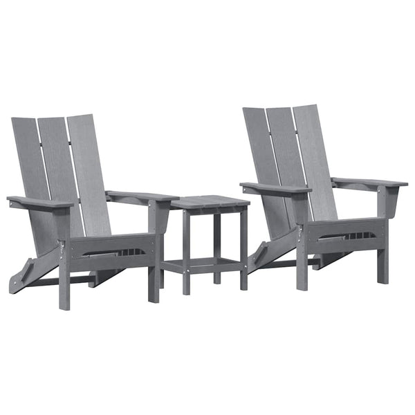 Gartenstuhl 3er Set Hellgrau Polyethylen