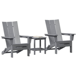 Gartenstuhl 3er Set Hellgrau Polyethylen