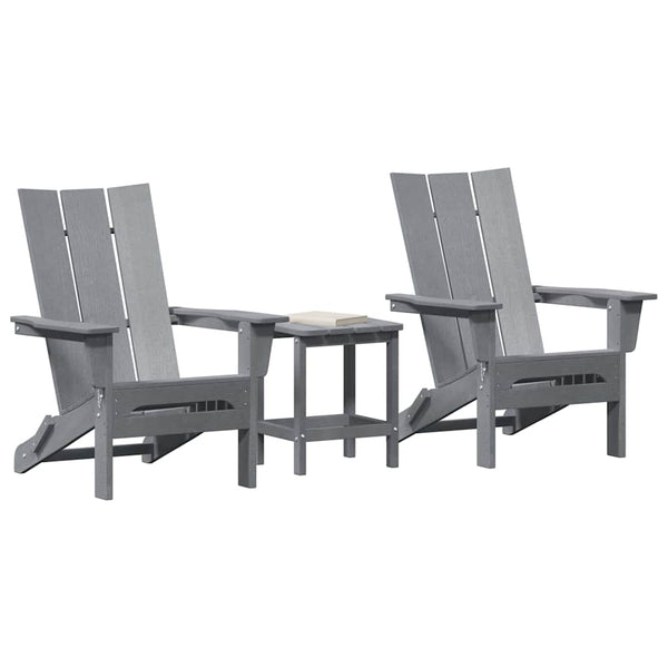 Gartenstuhl 3er Set Hellgrau Polyethylen