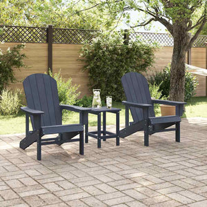 Gartenstuhl 2er Set Marineblau Polyethylen