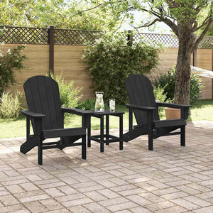Gartenstuhl 3er Set Schwarz Polyethylen