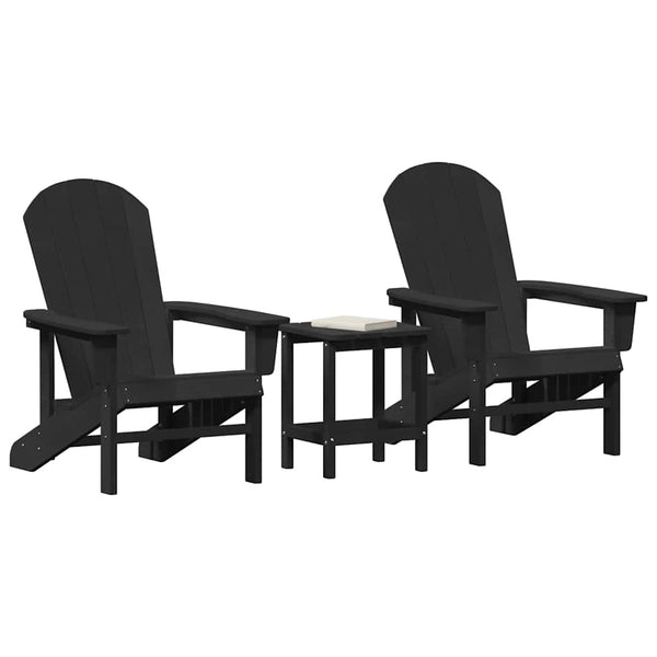Gartenstuhl 3er Set Schwarz Polyethylen