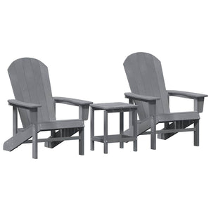 Gartenstuhl 3er Set Hellgrau Polyethylen
