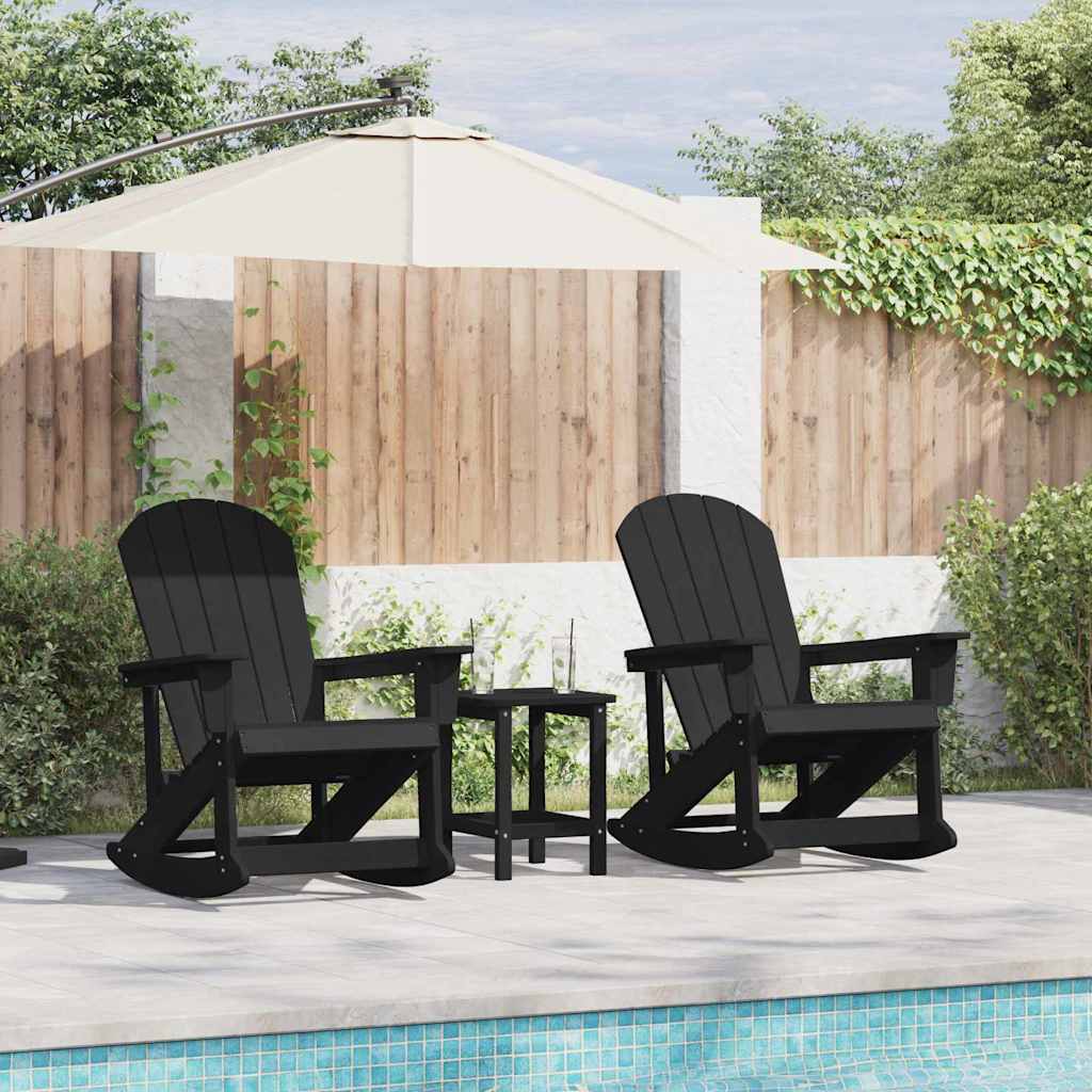 3-teiliges Garten Lounge Set Schwarz