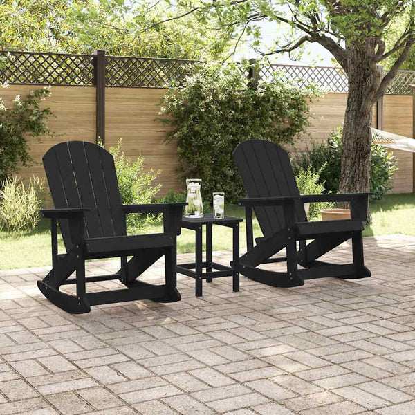 3-teiliges Garten Lounge Set Schwarz