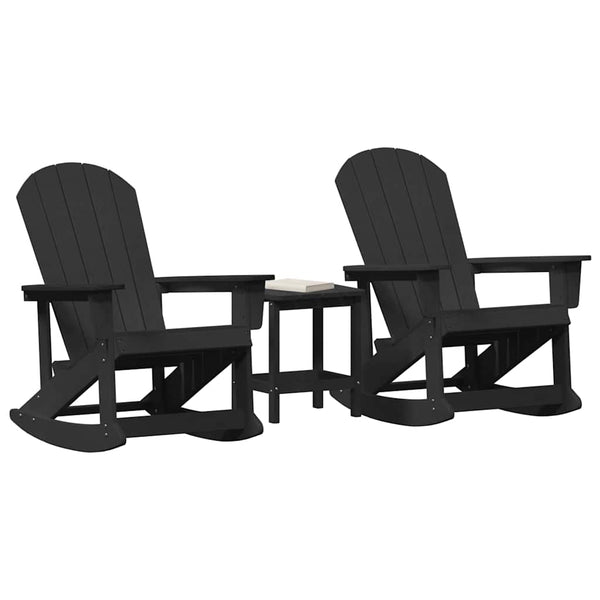 3-teiliges Garten Lounge Set Schwarz