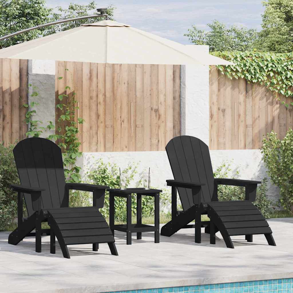 Gartenstuhl 2er Set Schwarz Polyethylen