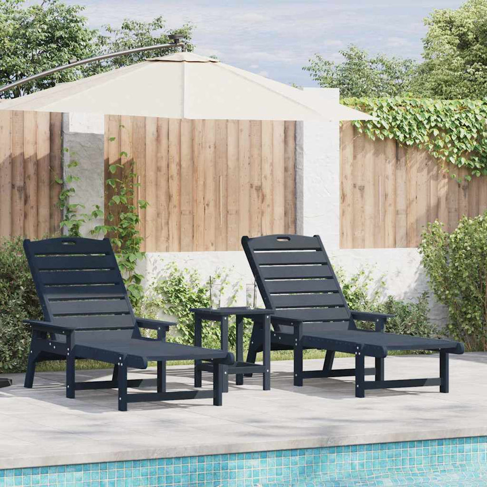 2er Set Sonnenliege Marineblau Polyethylen