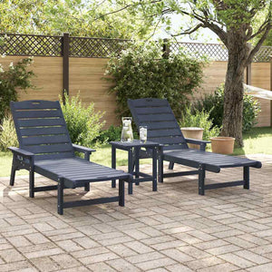 2er Set Sonnenliege Marineblau Polyethylen