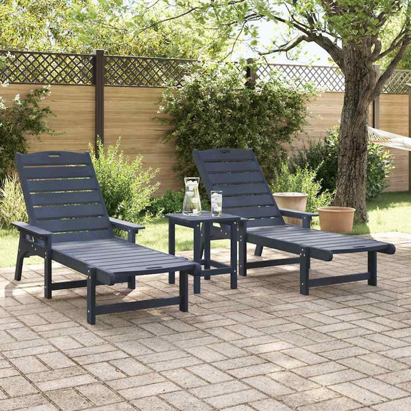 2er Set Sonnenliege Marineblau Polyethylen