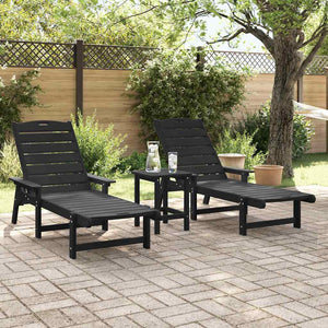 Sonnenliege 2er Set Schwarz Polyethylen