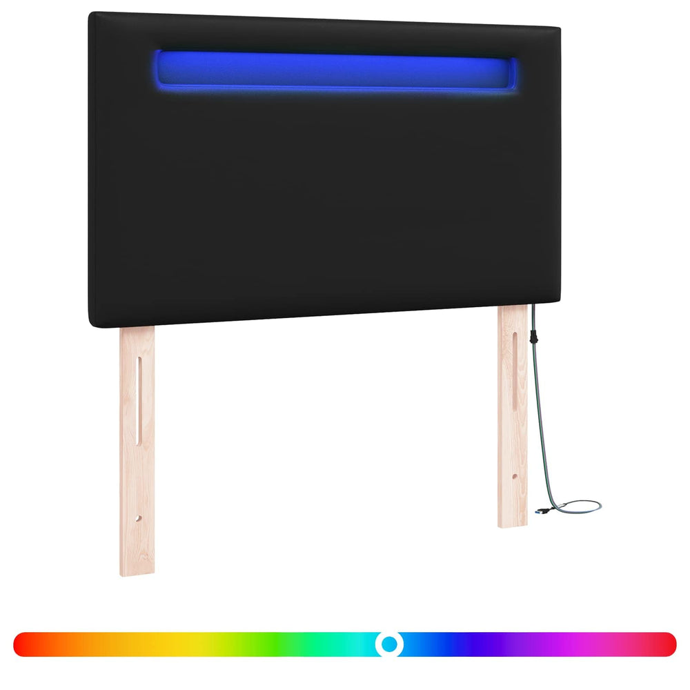 LED Kopfteil Schwarz 100cm Kunstleder