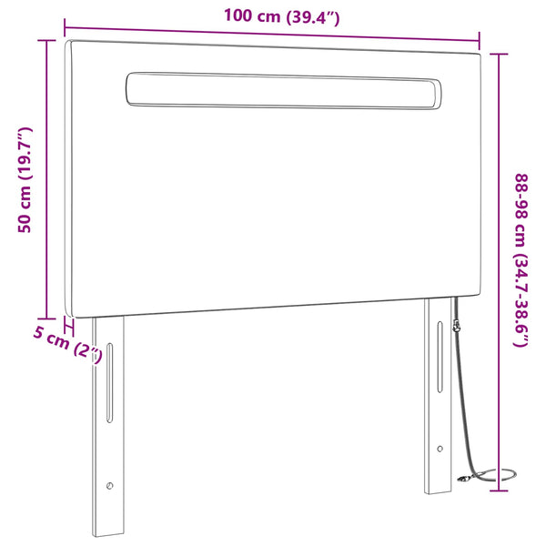 LED Kopfteil Schwarz 100cm Kunstleder