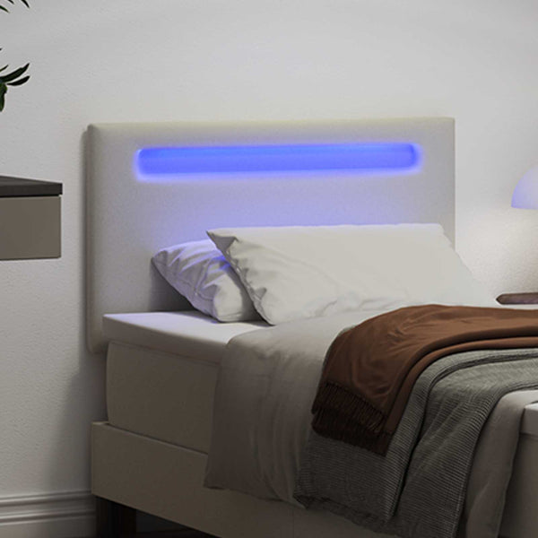 LED Kopfteil Weiß 100cm Kunstleder