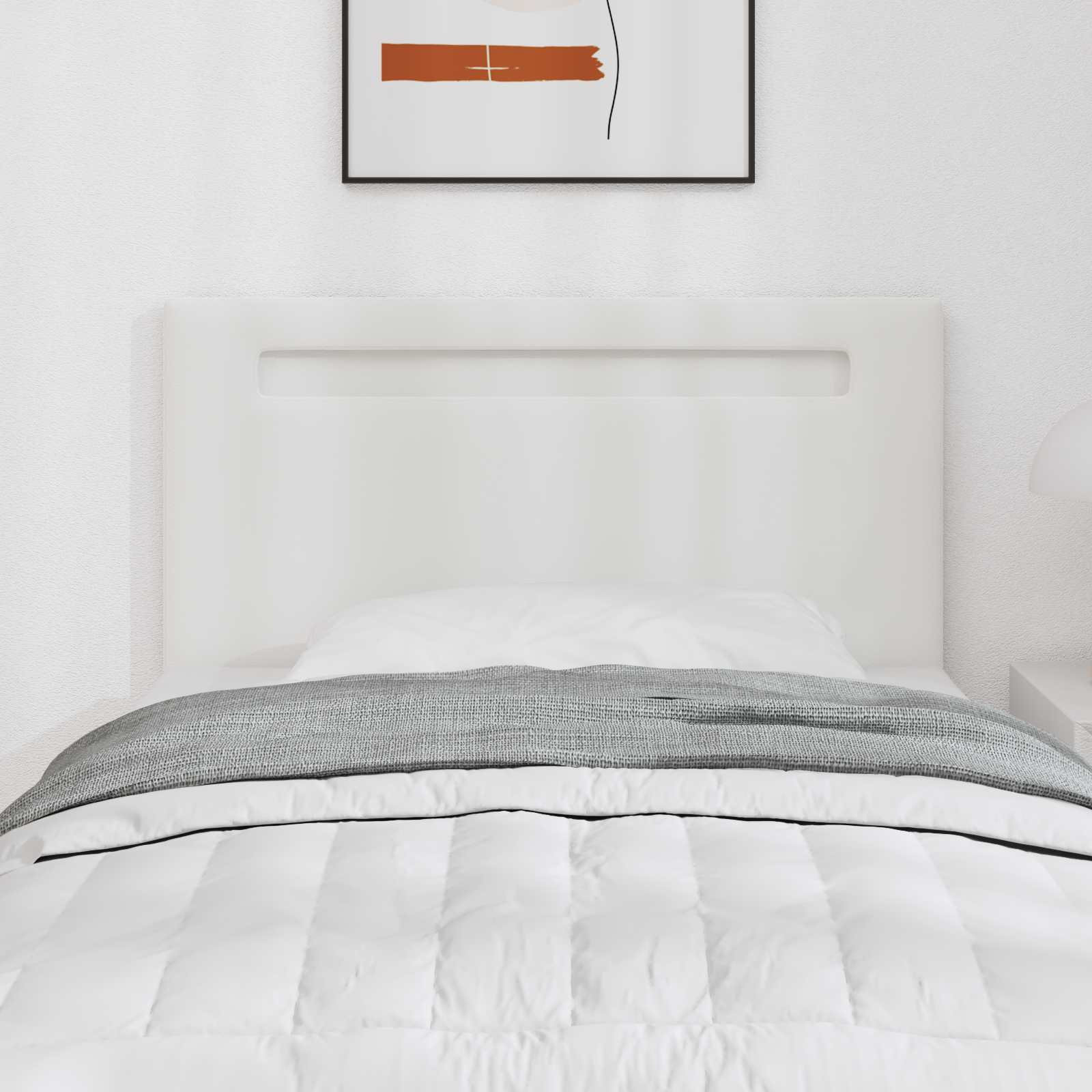 LED Kopfteil Weiß 100cm Kunstleder