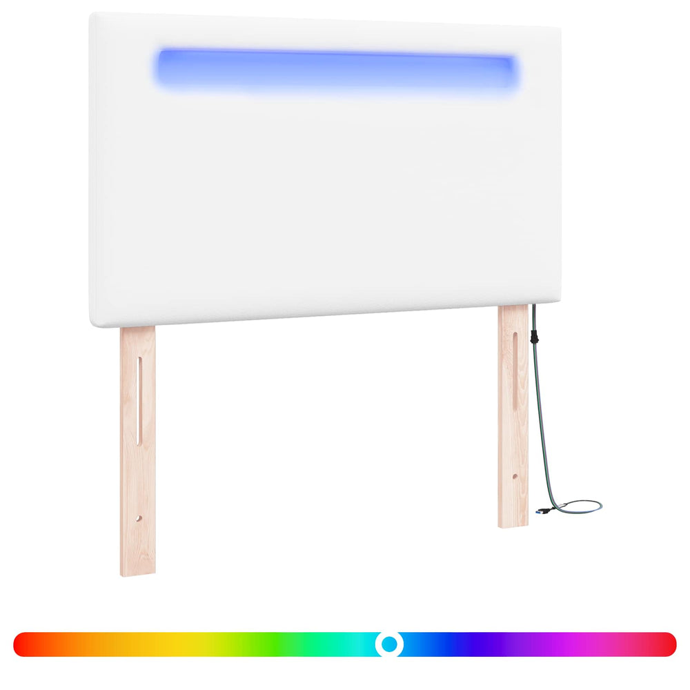 LED Kopfteil Weiß 100cm Kunstleder