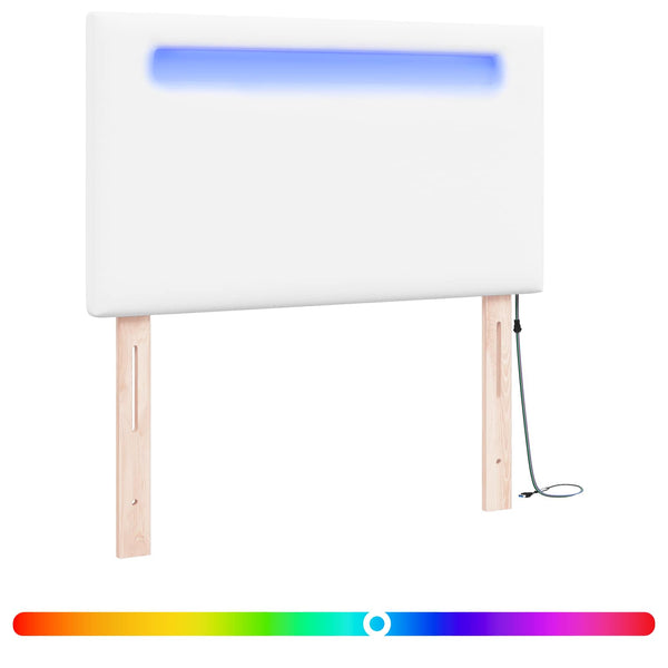 LED Kopfteil Weiß 100cm Kunstleder