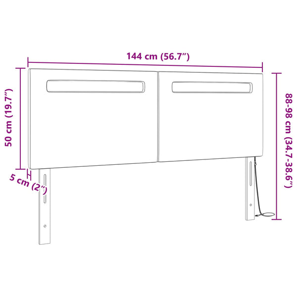 LED Kopfteil Schwarz 144 cm