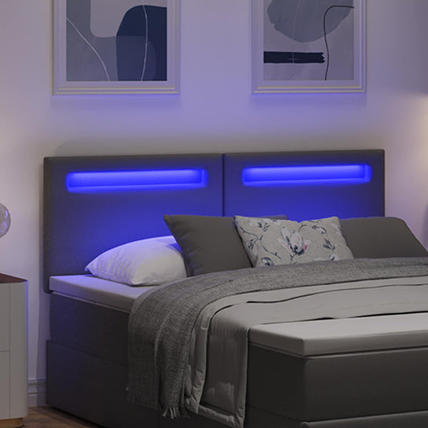 LED Kopfteil Grau 160cm Kunstleder
