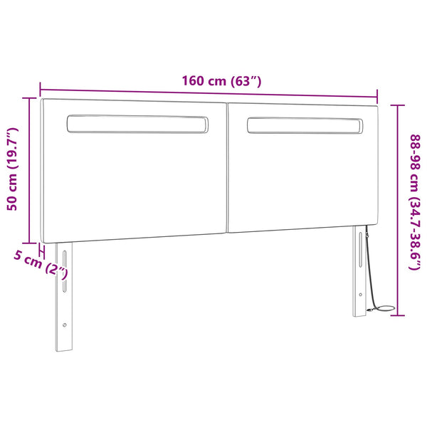 LED Kopfteil Grau 160cm Kunstleder