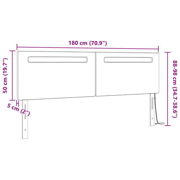 LED Kopfteil Schwarz 180cm