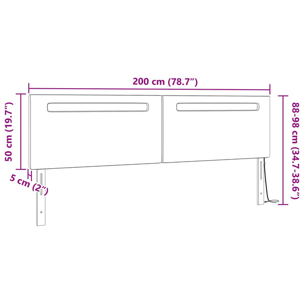 LED Kopfteil Cappuccino 200cm Kunstleder