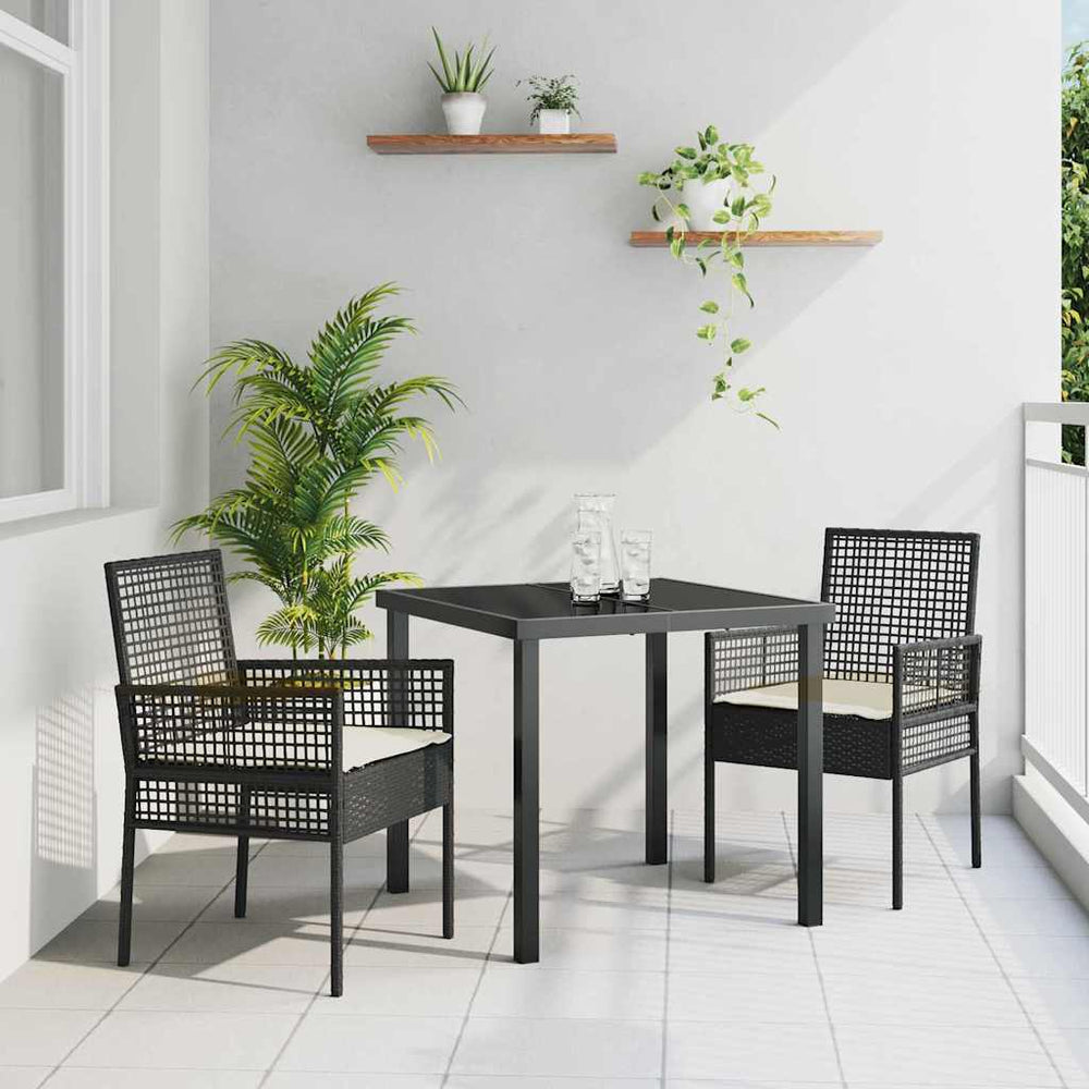 Gartenstuhl 2er Set Schwarz Poly-Rattan