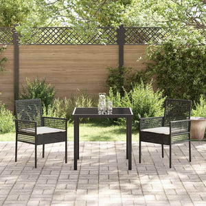 Gartenstuhl 2er Set Schwarz Poly-Rattan