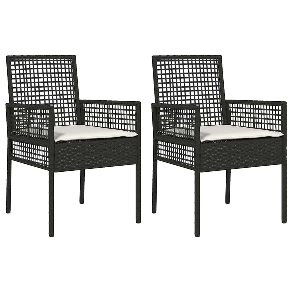 Gartenstuhl 2er Set Schwarz Poly-Rattan