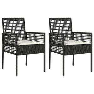 Gartenstuhl 2er Set Schwarz Poly-Rattan