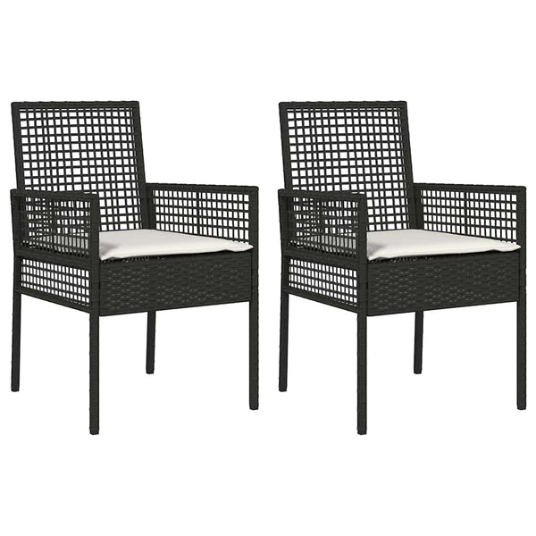 Gartenstuhl 2er Set Schwarz Poly-Rattan