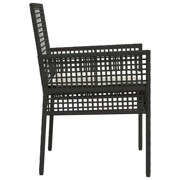 Gartenstuhl 2er Set Schwarz Poly-Rattan
