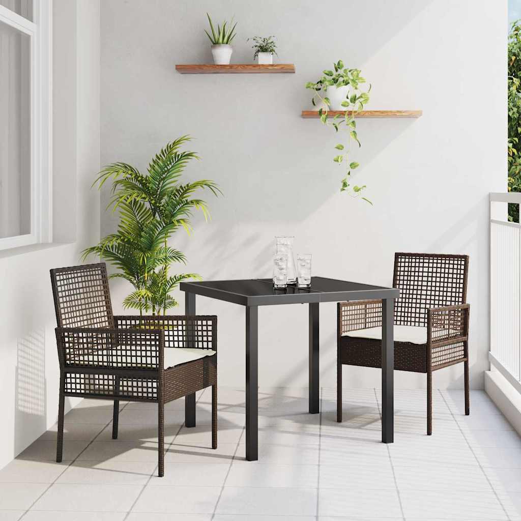 Poly Rattan Gartenstuhl mit Kissen, 2er-Set