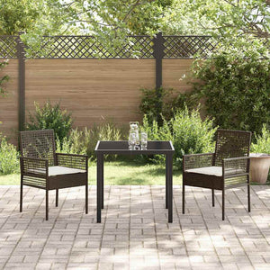 Poly Rattan Gartenstuhl mit Kissen, 2er-Set