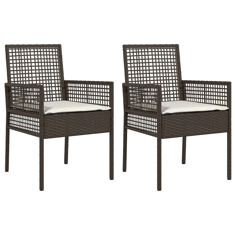 Poly Rattan Gartenstuhl mit Kissen, 2er-Set