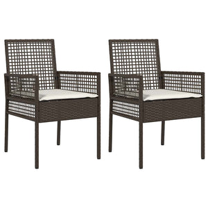 Poly Rattan Gartenstuhl mit Kissen, 2er-Set
