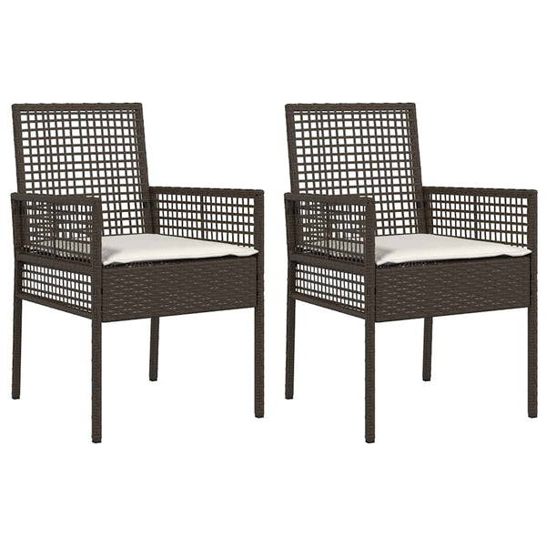 Poly Rattan Gartenstuhl mit Kissen, 2er-Set