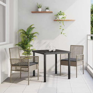 Gartenstuhl 2er Set Grau Poly-Rattan mit Kissen