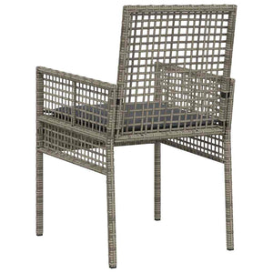 Gartenstuhl 2er Set Grau Poly-Rattan mit Kissen