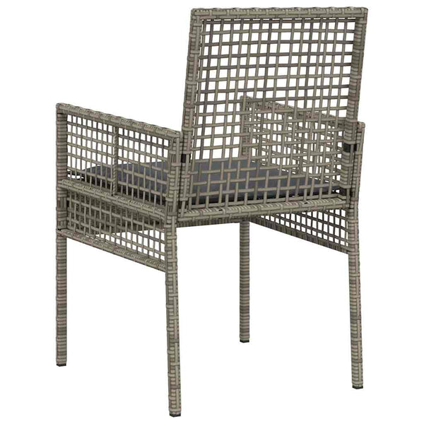 Gartenstuhl 2er Set Grau Poly-Rattan mit Kissen