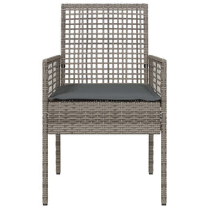 Gartenstuhl 2er Set Grau Poly-Rattan mit Kissen