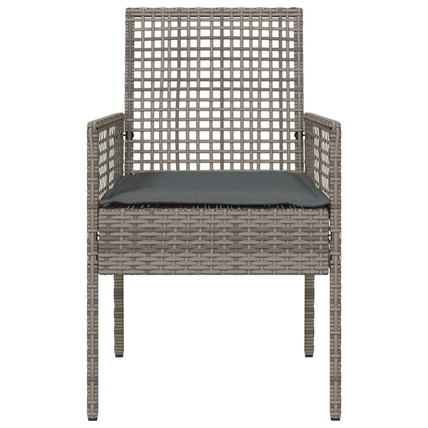 Gartenstuhl 2er Set Grau Poly-Rattan mit Kissen